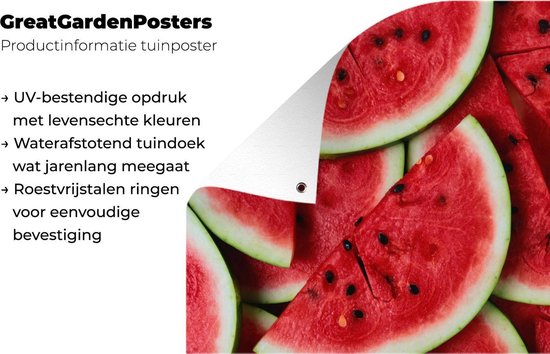Les couleurs follement rouges de l'intérieur d'une pastèque Affiche de jardin 120x180 cm - Toile de jardin / Toile d'extérieur / Peintures d'extérieur (décoration de jardin) XXL / Groot format!