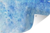 Affiche jardin - Toile jardin - Posters de jardin extérieur - Aquarelle - Wit - Blauw - Teinte - 120x80 cm - Jardin