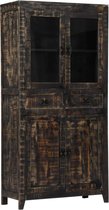 Medina Hoge kast 90x40x180 cm massief mangohout zwart