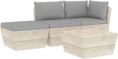 Medina 4-delige Loungeset met kussens pallet vurenhout