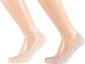 Sarlini invisible sneakersok | 2-pack | Roze en Zalm kant | Maat 36/41