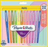 Paper Mate Flair-viltstiften | Medium punt (0,7 mm) | diverse pastelkleuren | 12 stuks