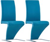 Medina Eetkamerstoelen met zigzag-vorm 2 st kunstleer blauw