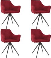 Medina Eetkamerstoelen 4 st fluweel wijnrood