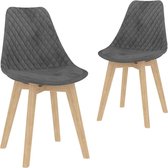 Medina Eetkamerstoelen 2 st fluweel grijs