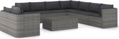 Medina 10-delige Loungeset met kussens poly rattan grijs