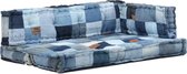 Medina 3-delige Bankkussenset pallet denim patchwork blauw