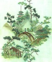 ESTAhome fotobehang chinoiserie groen en bruin - 158114 - 232,5 cm x 2,79 m