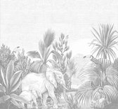 ESTAhome fotobehang jungle-motief grijs - 159061 - 3 x 2.79 m