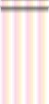 ESTAhome papier peint à rayures arc-en-ciel rose clair et beige - 138924