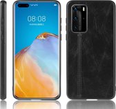 Voor Huawei P40 Pro schokbestendig naaien koe patroon huid PC + PU + TPU Case (zwart)