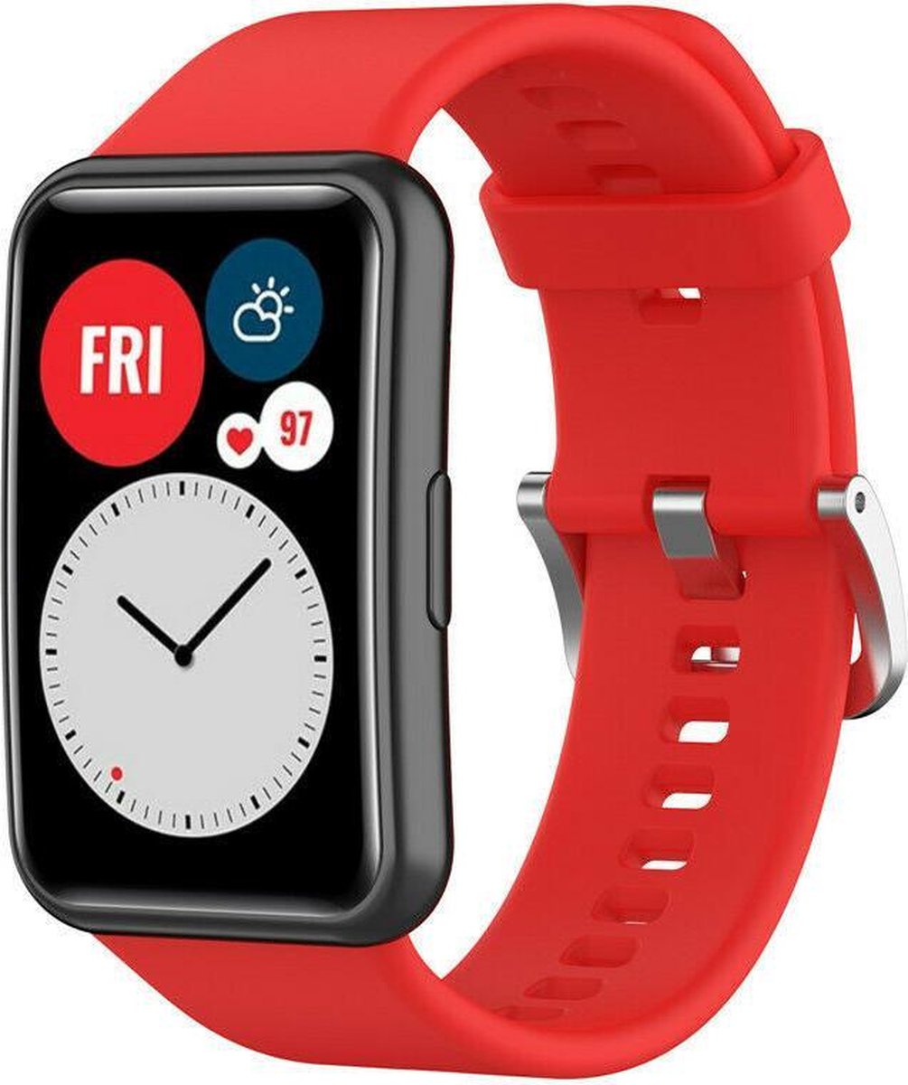Strap-it Siliconen Bandje – Geschikt voor Huawei Watch Fit / Huawei Watch Fit New – Rood