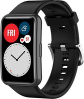 Strap-it Siliconen smartwatch bandje - geschkt voor Huawei Watch Fit / Huawei Watch Fit New - zwart
