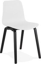 Alterego Design stoel 'PACIFIK' wit met zwarte houten poten