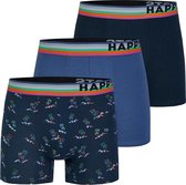 Happy Shorts 3-Pack Boxershorts Heren Palm Beach Grijs/Blauw - Maat XL