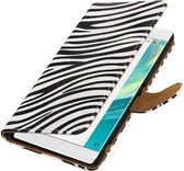 Zebra Bookstyle Wallet Case Hoesjes voor Sony Xperia C6 Wit