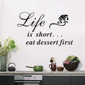 3D Sticker Decoratie Life is Short..Eet Dessert First Funny Kitchen Quote Vinyl Muurtattoo Stickers Voor Restaurant Home Decor