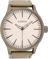 OOZOO Timepieces - Taupe horloge met taupe leren band - C8277
