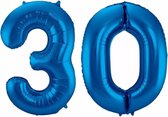 Cijfer 30 ballon blauw 86 cm