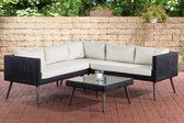 CLP Molde - Hoeklounge - 5mm rond Polyrattan Zwart cremewit 45 cm (Dunkelgrau)