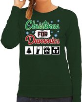 Foute Kersttrui / sweater - Christmas for dummies - groen voor dames - kerstkleding / kerst outfit S (36)