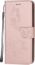 Xiaomi Redmi Note 8 Pro Hoesje - Vlinder Book Case - Rose Gold