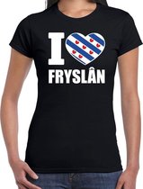 Zwart I love Fryslan t-shirt dames L