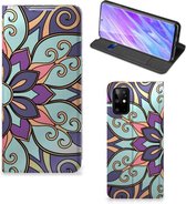 Geschikt voor Samsung Galaxy S20 Plus Smart Cover Purple Flower