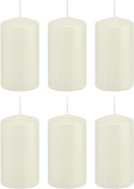 6x Ivoorwitte cilinderkaarsen/stompkaarsen 6 x 12 cm 40 branduren - Geurloze kaarsen - Woondecoraties