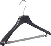 De Kledinghanger Gigant - 20 x Mantel / kostuumhanger kunststof zwart met schouderverbreding en anti-slip broeklat (2 mm schuim), 38 cm