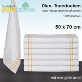 HomÃ©Ã© - Diendoek / theedoek wit met gele rand 100% katoen - 12 stuks - 50x70cm  - Leverbaar in: 50x70