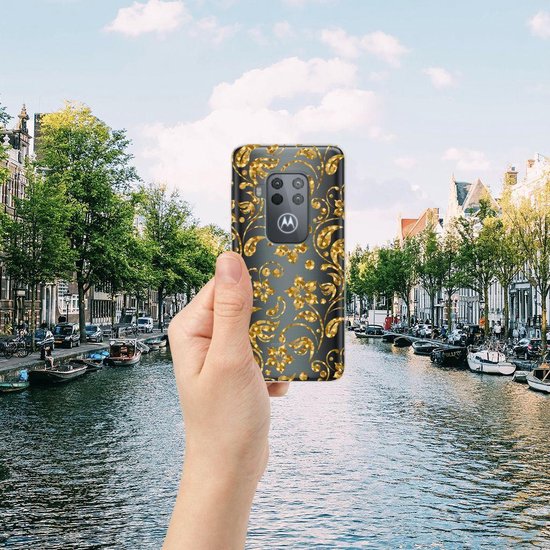 Etui Housse pour Motorola One Zoom Coque Téléphone Fleurs D'Or