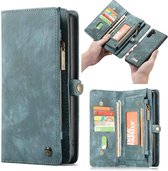 Samsung Galaxy Note 10 Bookcase hoesje - CaseMe - Effen Blauw - Leer - Portemonnee met 11 Vakjes voor Pasjes en Ritsvak