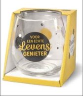 Wijnglas - Waterglas - Voor een echte levensgenieter - Gevuld met toffeemix - In cadeauverpakking met gekleurd lint
