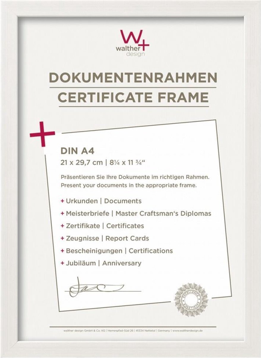 Walther Construction - Fotolijst - Fotoformaat 21x29,7 cm (DIN A4) - Wit