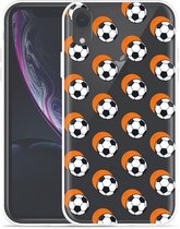 Geschikt voor Apple iPhone Xr Hoesje Soccer Ball Orange Shadow - Designed by Cazy