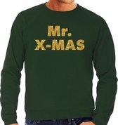 Foute Kersttrui / sweater - Mr. x-mas - goud / glitter - groen - heren - kerstkleding / kerst outfit XL (54)