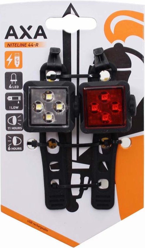 AXA Niteline 44R LED Fietslampjes Voor en Achter -  Fietsverlichting USB Oplaadbaar - Axa