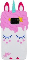 ADEL Siliconen Back Cover Softcase Hoesje Geschikt voor Samsung Galaxy S7 - Eenhoorn Wit