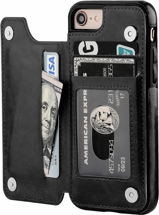Wallet Case geschikt voor Apple iPhone 8 7 zwart bol