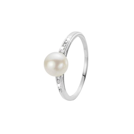 Ongebruikt bol.com | 14 karaat witgouden ring parel & diamant 0,06ct SF-04