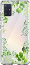 HappyCase Samsung Galaxy A71 Hoesje Flexibel TPU Leaves Print