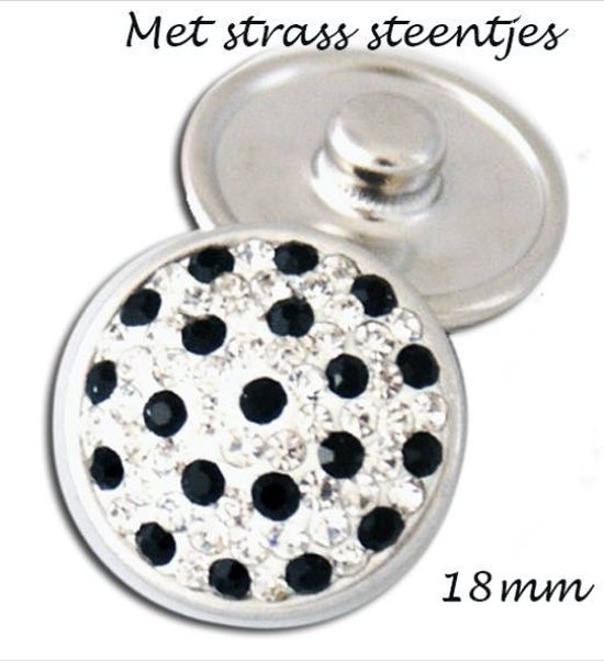 Purplebox - Click Button Drukknoop- 18 mm- Strass steen