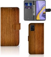 Smartphone Hoesje Geschikt voor Samsung A51 Book Style Case Donker Hout