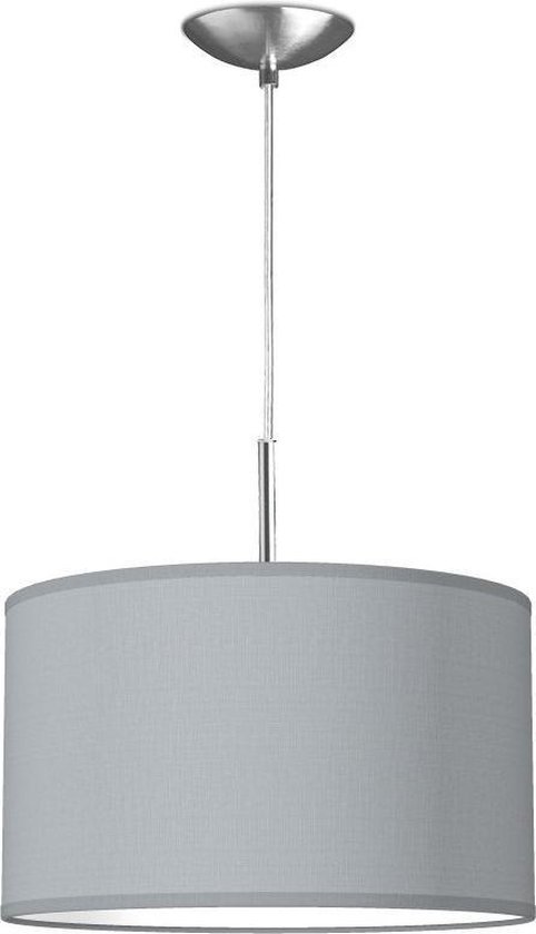Home Sweet Home hanglamp Bling - verlichtingspendel Tube Deluxe inclusief lampenkap - lampenkap 35/35/21cm - pendel lengte 100 cm - geschikt voor E27 LED lamp - lichtgrijs