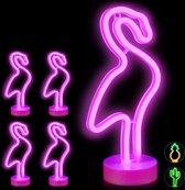 Relaxdays 5x neonlamp led - nachtlampje - neon tafellamp - neon lamp - flamingo - deco