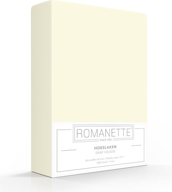 Drap-housse Romanette coton - Ivoire - Simple (200x220 cm)