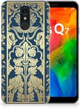 Coque Téléphone pour LG Q7 Etui Housse Fleurs D'Or