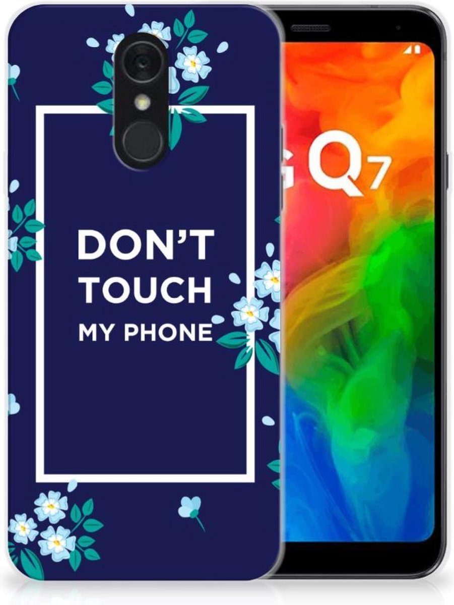 LG Q7 Silicone-hoesje Flowers Blue DTMP