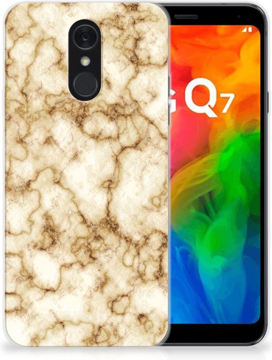 LG Q7 TPU Siliconen Hoesje Marmer Goud
